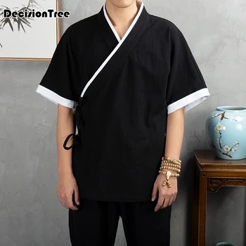 

2020 chinese traditional men's tang tops oriental shirts for men hanfu blouse cheongsam vintage style clothing