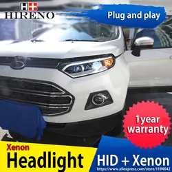 Hireno фары для 2013-2015 Форд Ecosport фар сборки фар светодиодный DRL ангел объектив двойной луч ксеноновые 2 шт