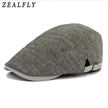 Spring Summer Sun Hats for Men Classic Western Newsboy Caps Woman Cotton Linen Ivy Caps Flat Brim Adjustable Men Beret Cap