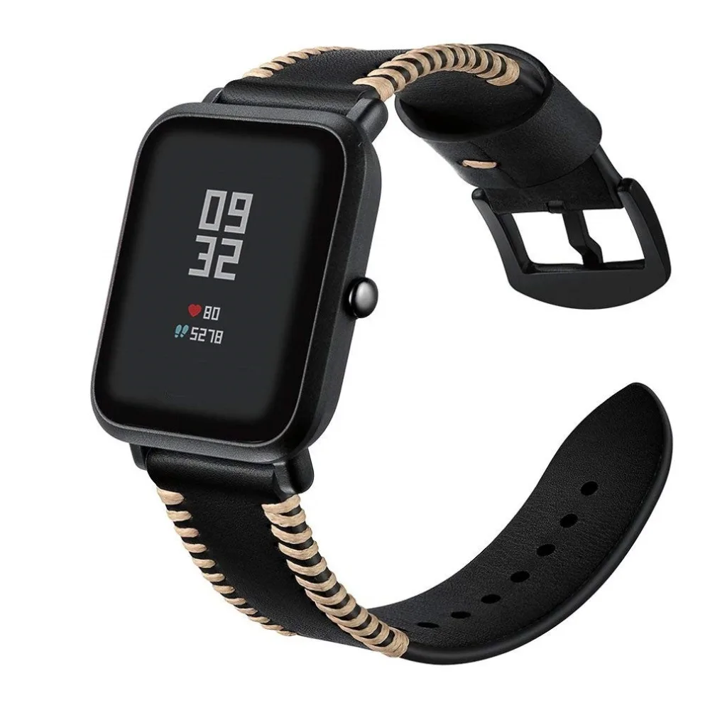 20MM Genuine Leather Replacement Watch Band Wrist Strap Bracelet for Xiaomi Huami Amazfit Bip Smart watch Small Large (8)