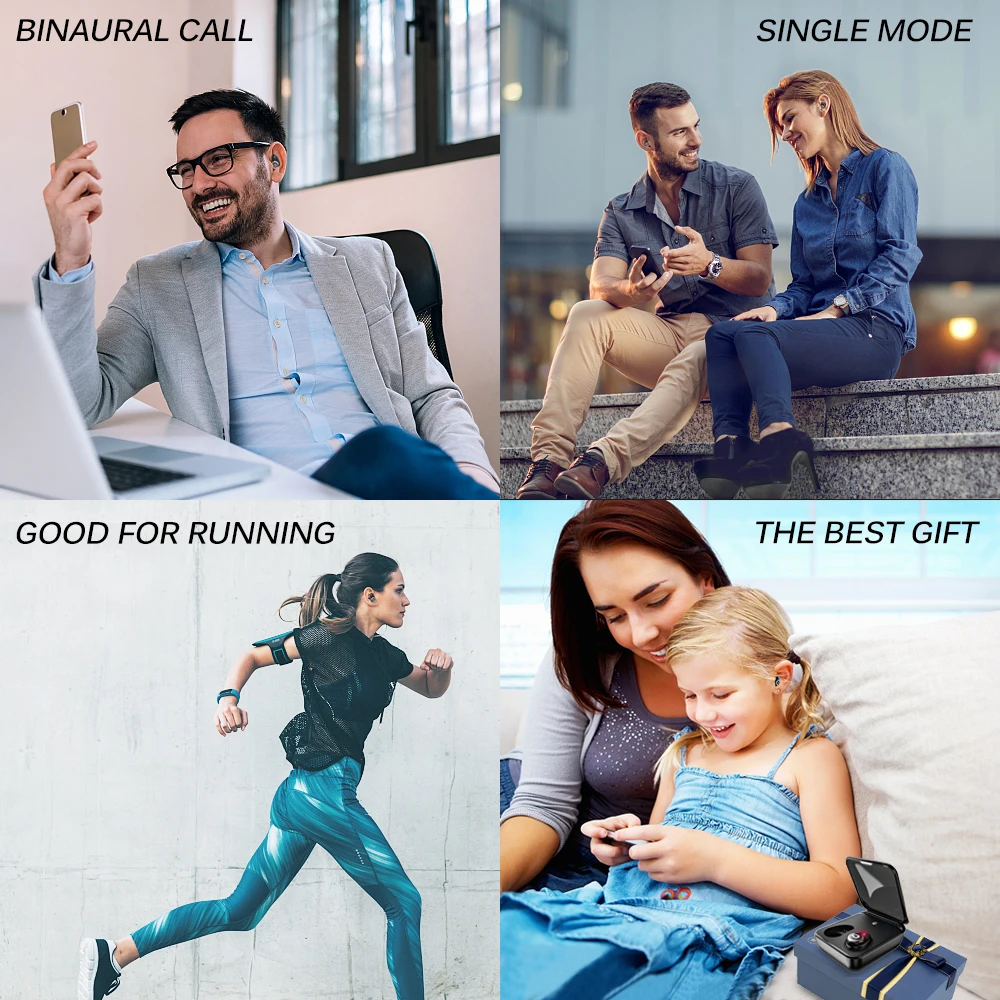 GUSGU Wireless Bluetooth Earphone Sport Stereo Bass Earbud Headset 5.0 with MIC Charging Box For iPhone iPad Samsung Waterproof