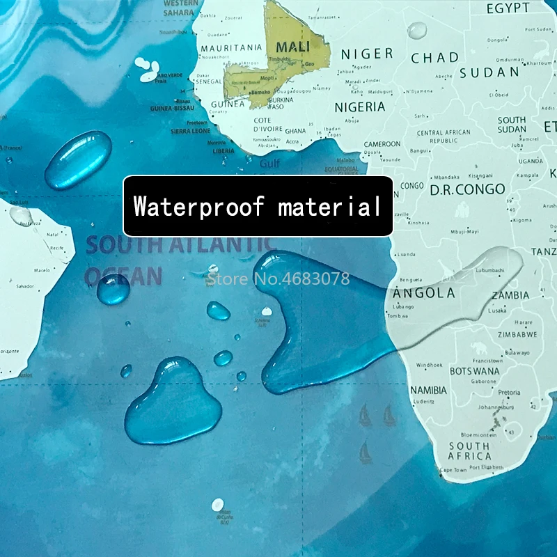 82,5x59,4 см роскошный синий океан стирается карта мира Скретч Карта мира Персонализированная дорожная царапина для украшения дома Наклейка на стену
