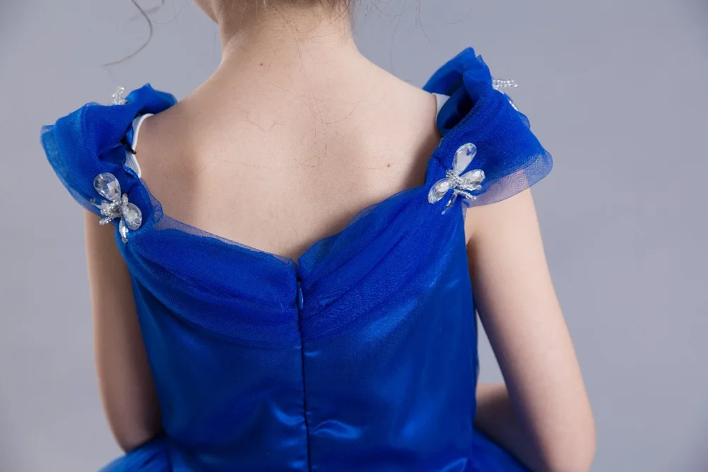 Г. Летнее платье принцессы Золушки бальное платье для маленьких девочек, вечерние платья Одежда для детей, голубое длинное платье принцессы с жемчугом, свадебное платье