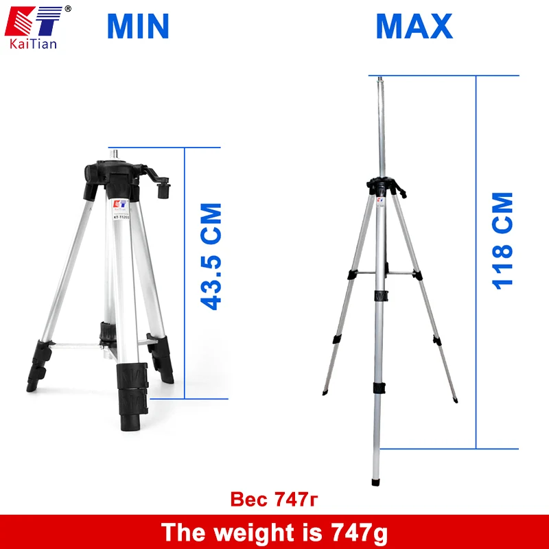 KaiTian штатив с лазерным уровнем для регулируемого выравнивания штанги 5/8 дюймов с удлинителем регулируемая высота для линейного уровня инструменты