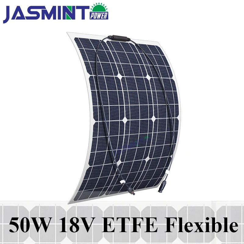 

18V 50W Semi-Flexible efficiencySolar Panel Solar Charge For 12V Car Battery ETFE Monocrystalline Cells For House,boat,roof