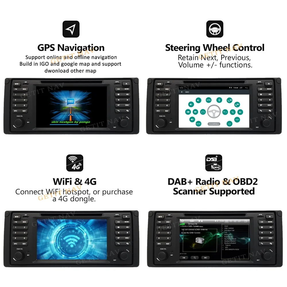 Best Original UI 1 din Android 9.0 Car DVD player for bmw E38 E39 With GPS Bluetooth Radio Steering wheel control Free Camera map 3