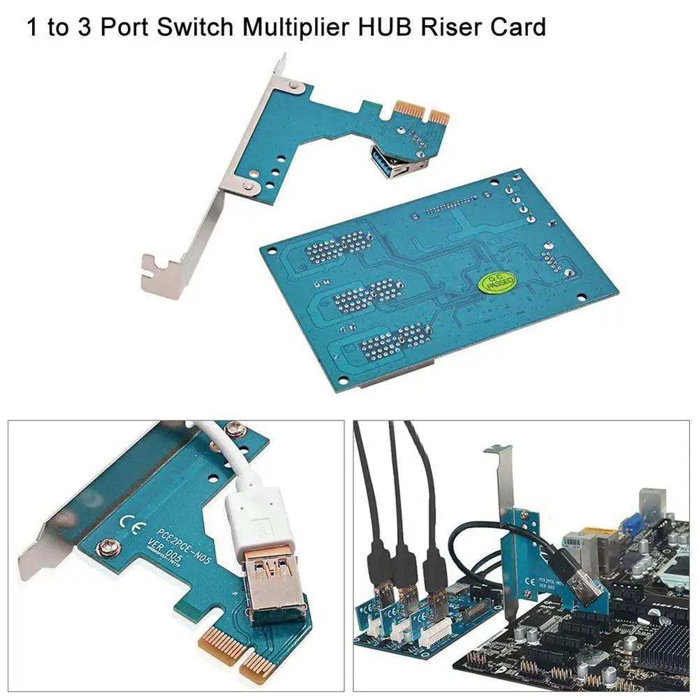 

PCIE Add on Cards 4 Ports PCI Express Switch PCI-E to PCIE Riser Card 1X Interface Expansion Card USB Power PCI-E Post Card