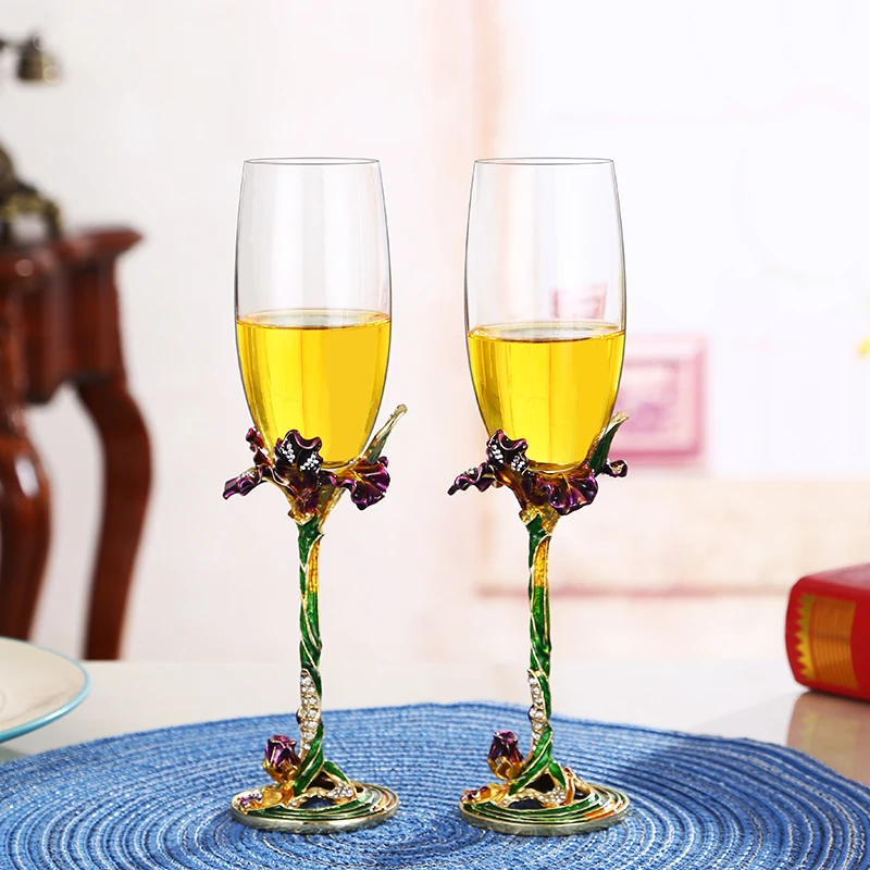 Хрустальный стеклянный Кубок из двух частей набор красное вино бокал шампанского Европейский стиль домашний декор, винная бокал es костюм - Цвет: green--2 pieces