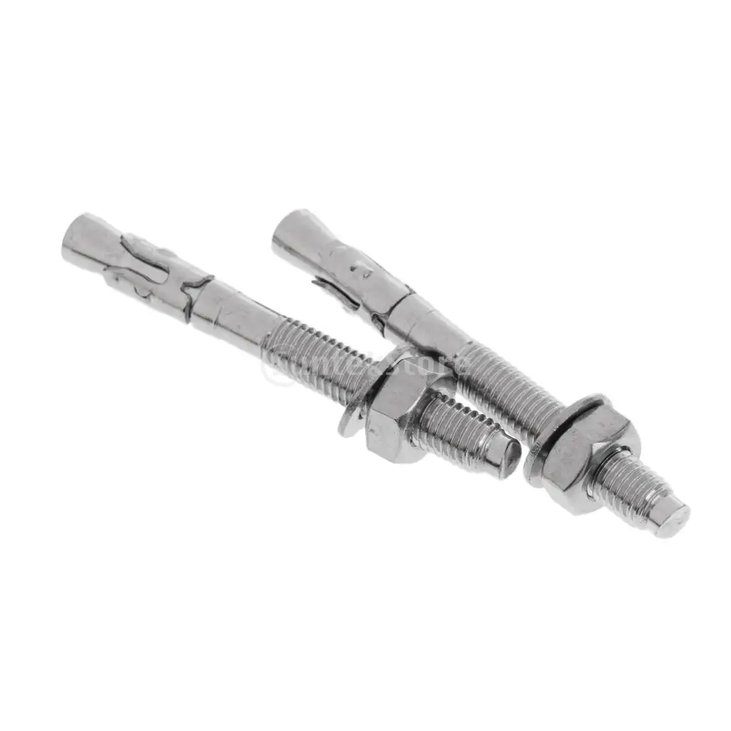 2Pcs M10 x 90mm Stainless Steel Fixed Point Setscrew Expansion Bolt Nut Piton Mountaineering