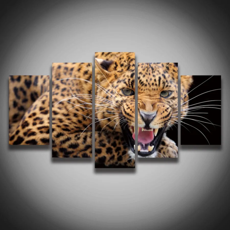 Buy Framed Printed Modular picture leopard animal painting on canvas wall art