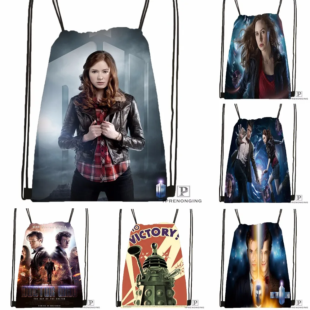 Custom Doctor Who Drawstring Backpack Bag for Man Woman Cute Daypack Kids Satchel Black Back 31x40cm