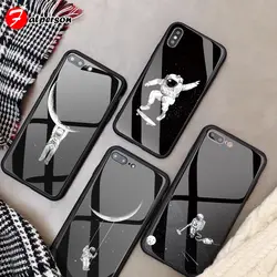 Роскошные DIY для iphone 7 8X10 плюс 6s 6 Капа крышка на заказ Космос астронавт закаленное стекло чехол для iphone X XS MAX XR чехол