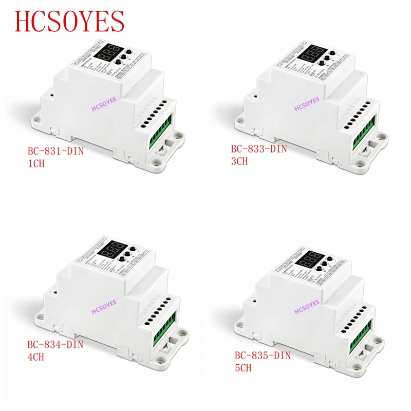 

1CH 3CH 4CH 5CH 5 channel Constant voltage DIN Decoder controller DMX512/1990 BC-831-DIN/BC-833-DIN/BC-834-DIN/BC-835-DIN
