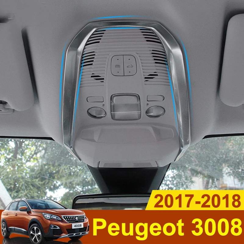 2* Silver Front /& Rear Reading Light Cover Trim for Peugeot 3008 GT Allure 16-19