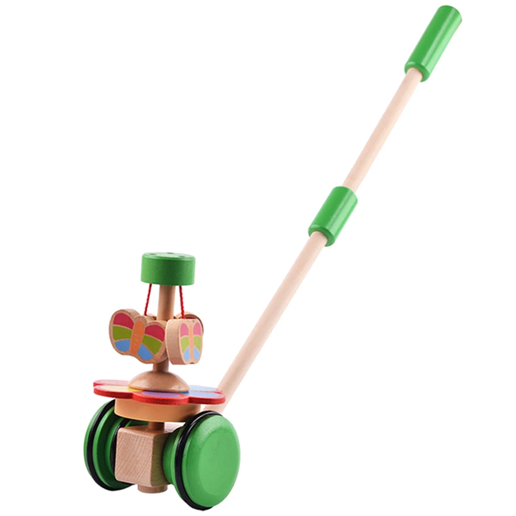 Wooden Push & Pull Dancing Butterfly Toddler Walking Toy Developmental Baby Toy