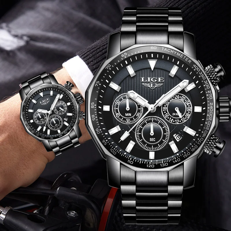 

Men's Quartz Watch, LIGE Classic Business Casual Wrist Analog Watches Fashion Dress Waterproof Watch With Stainless Steel Band