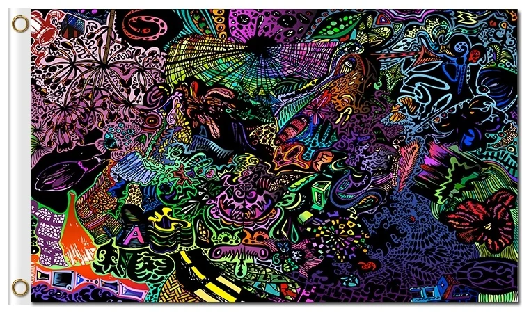 

Colorful graffiti painting abstract art Rasta flags 3'x5' polyester