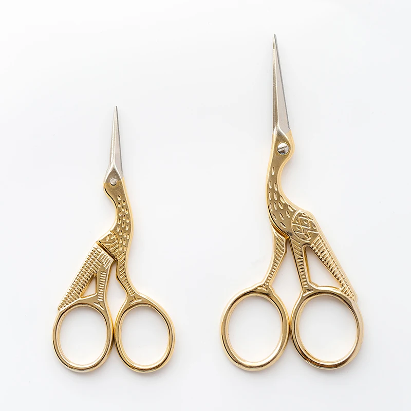 

Nordic vintage crane hand scissors gold color shear stainless steel small scissors cutting thread stitches small hand scissored