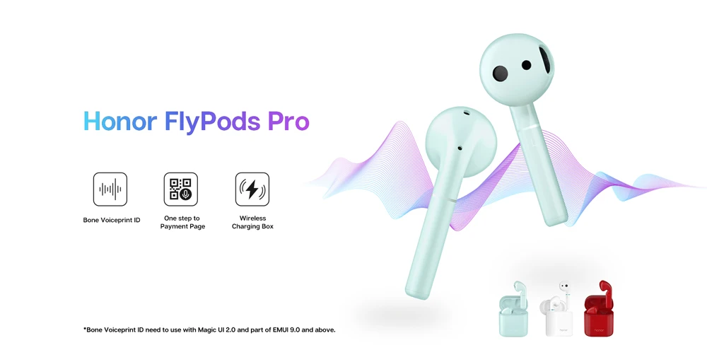 Huawei Honor Flypods Pro Беспроводной Наушники Hi-Fi динамический кости голоса Водонепроницаемый IP54 нажмите Управление Bluetooth 5,0