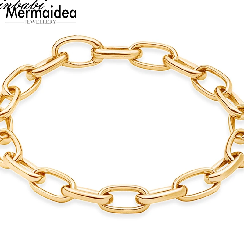 Браслеты звеньевая цепочка цвет чистого золота длина 20 см для мужчин и Женщин Богемский подарок модный клубный браслет подходящие амулеты