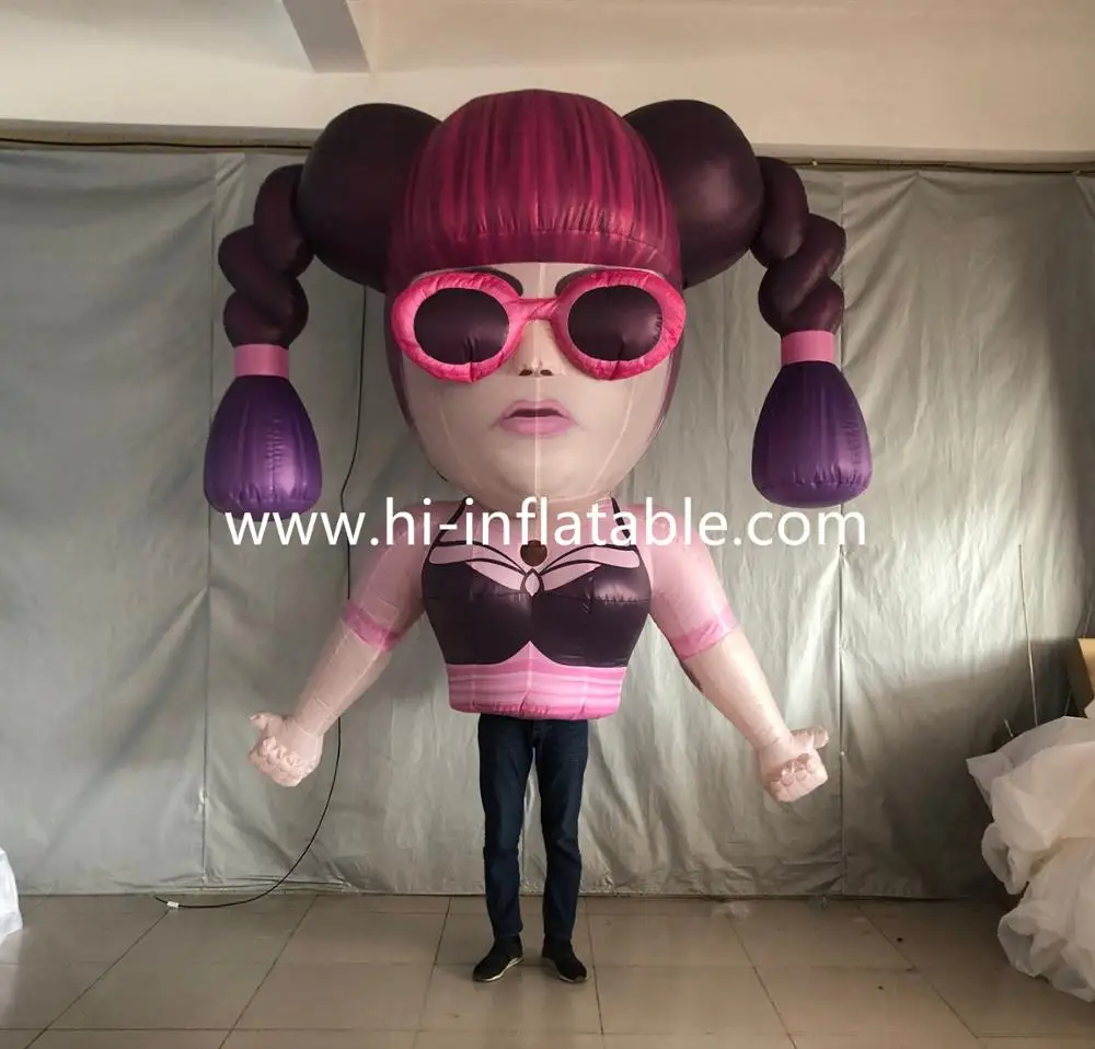 

2 pcs walking inflatable boy and girl mascot cartoon