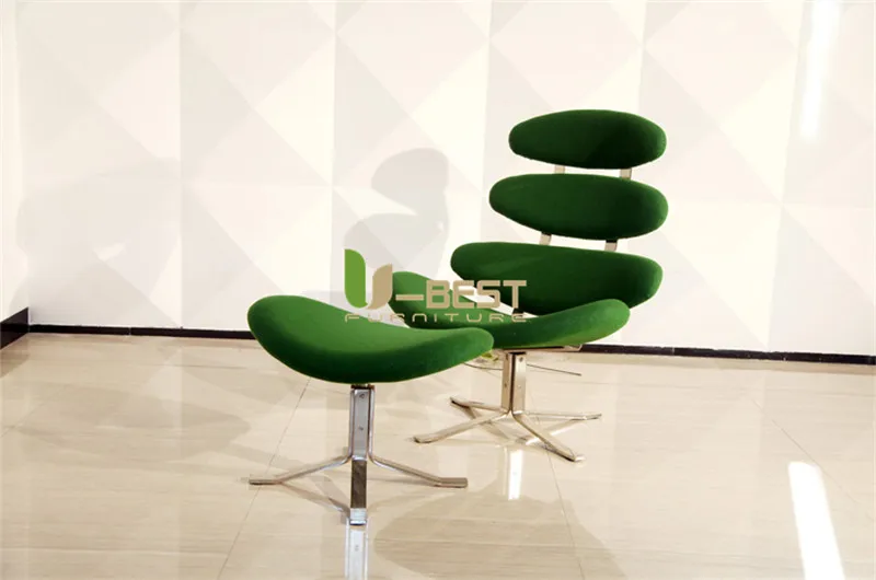 U-BEST мебель для гостиной стул с короной тканевое кресло, Реплика Пол recliner основание из нержавеющей стали шезлонг