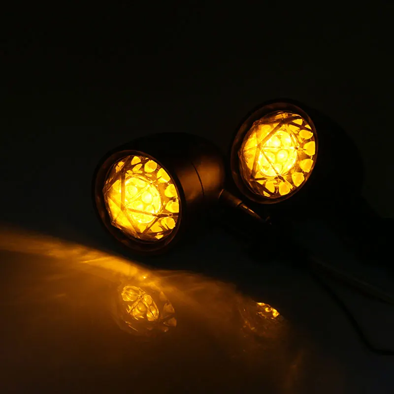 Nuoxintr Motorcycle bullet Light Diamond Lens LED Turn Signal Indicator taillight lamp For Harley Sportster Bobber Chopper