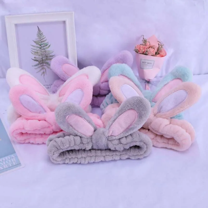 

Cute Bunny Ear Makeup Headbands For Washing Face Shower Spa Mask Soft And Cute Rabbit Ear Hair Bands For Women And Girls