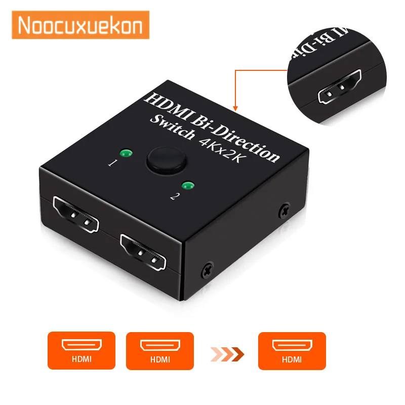 

4K UHD HDMI Splitter HDMI Switch Switcher 1X2 2X1 Split 1 in 2 Out Amplifier 1080P 4Kx2K HDMI Switcher 2 Ports Bi-directional