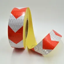 5 см х 3 м Блестящий светоотражающий Предупреждение самоклеящаяся Stikcer с красный, белый цветная стрела печать для автомобиля