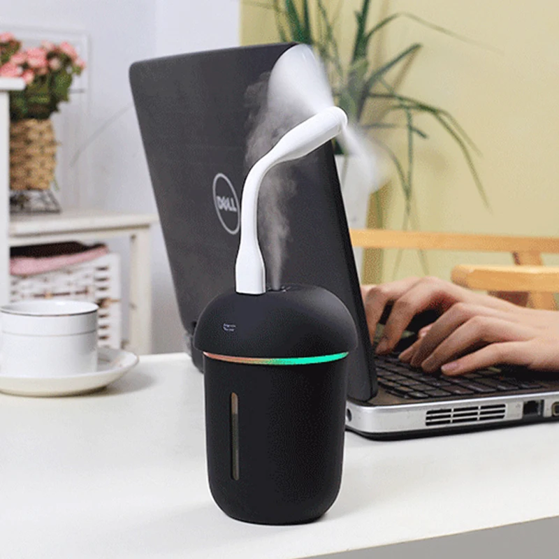 

2019 200ML triple mushroom lamp humidifier multi-function office air mini USB humidifier with LED night light and USB Fan