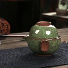 Посуда для напитков 1 Чай горшок+ 1 Чай чашки кубок Quik светло-зеленый легко Чай горшок чашка 160 мл фиолетовый глины путешествия чаша офис Чай комплект