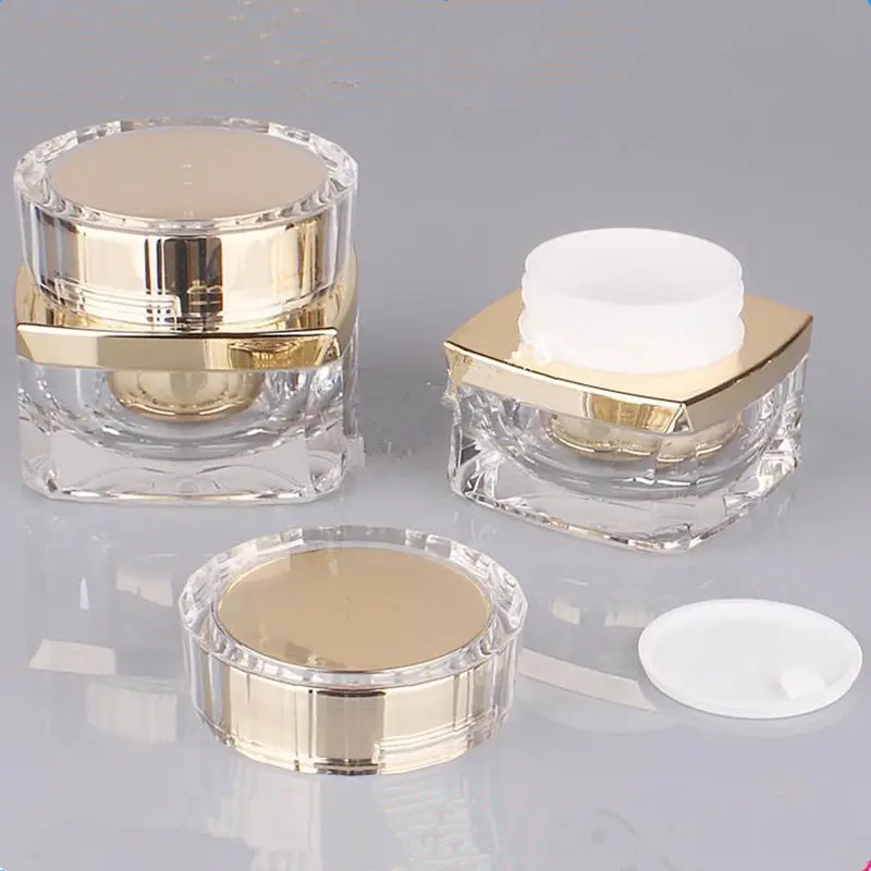 5g 10g 20g Portable Acrylic Face Cream Jars 30g 50g Gold Empty Lotion
