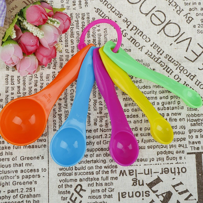 5PCS/Set Colorful Plastic Measuring Spoons Mini Size 2 Scale (1/2.5/5/7