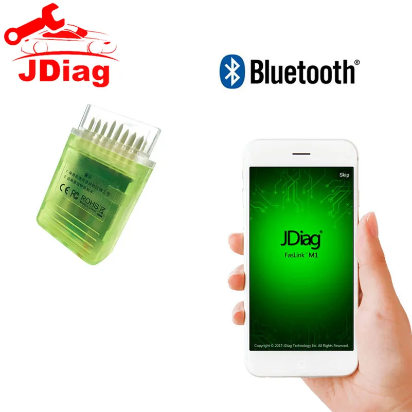 JDiag FasLink M1 Bluetooth OBD2 считыватель кодов контрольный светильник двигателя OBDII инструмент сканирования для iPhone iPad и Android с мощным приложением