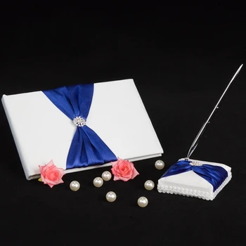 

Elegant Rhinestone Bow Wedding Guestbook and Pen Holder