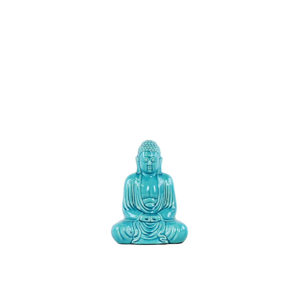 Urban Trends Ceramic Meditating Buddha Figurine with Rounded Ushnisha in Mida No Jouin Mudra Small Gloss Finish