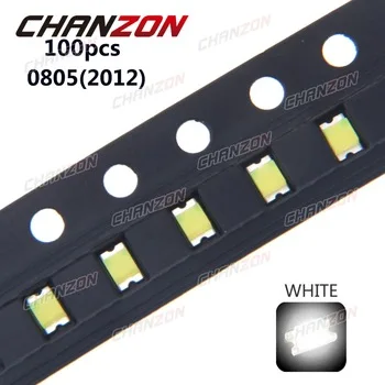 100pcs 0805 (2012) SMD White LED Chip Surface Mount SMT Beads Ultra Bright Light Emitting Diode LED Lamp Electronics Components