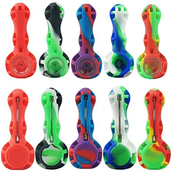 

Fashion Camouflage Silicone Pipe Silicone Smoking Tube Glass Bubbler Convenient Smoking Tube Color Random