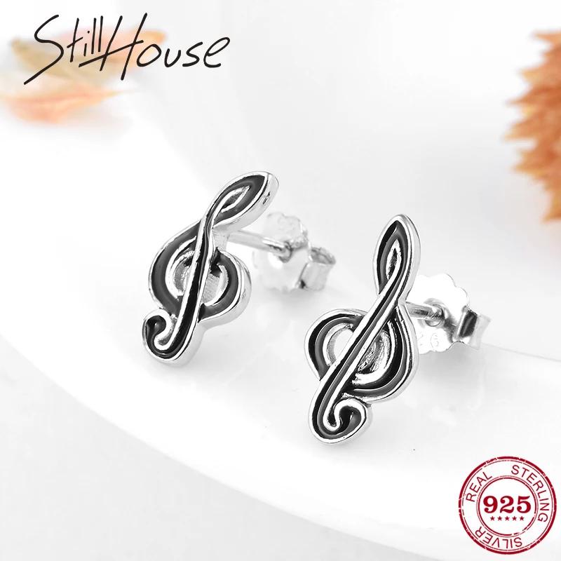 Для любителей музыки креативные серьги черная эмалированная кнопка-держатель для записей серьги для модных женщин Серебряные вечерние Ювелирные изделия Подарки oorbellen