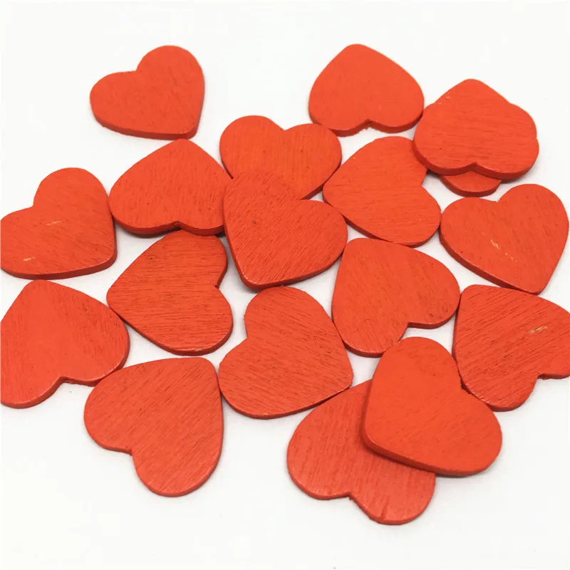 100 шт 18 мм 16 цветов деревянные сердца формы Ломтики Для винтажные свадебные столы украшения scaters конфетти