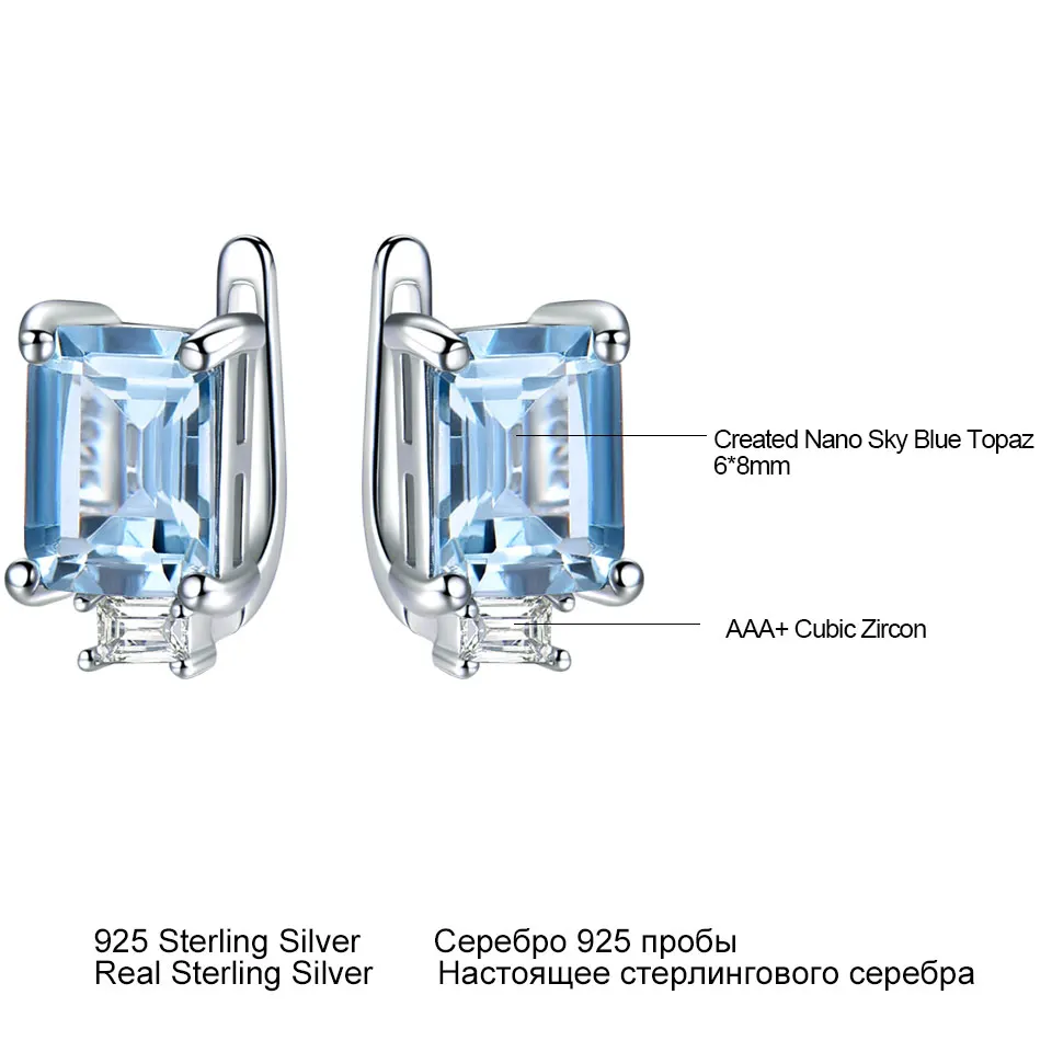 UMCHO 925 пробы Серебряные Ювелирные наборы для женщин драгоценный камень Небесно Голубой топаз кольцо Клипсы Серьги женские Свадебные обручальные ювелирные изделия