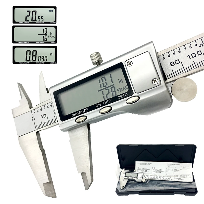 

Caliper Digital Display Stainless Steel Caliper 0-150mm Fraction/MM/Inch LCD Electronic Vernier Caliper electronic micrometer