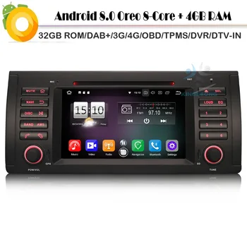 

Android 8.0 Octa-Core Multimedia Sat Nav DAB+ Radio 4G DVD RDS BT GPS USB DVR OBD2 Car CD player for BMW 5 Series E39 E53 M5 X3