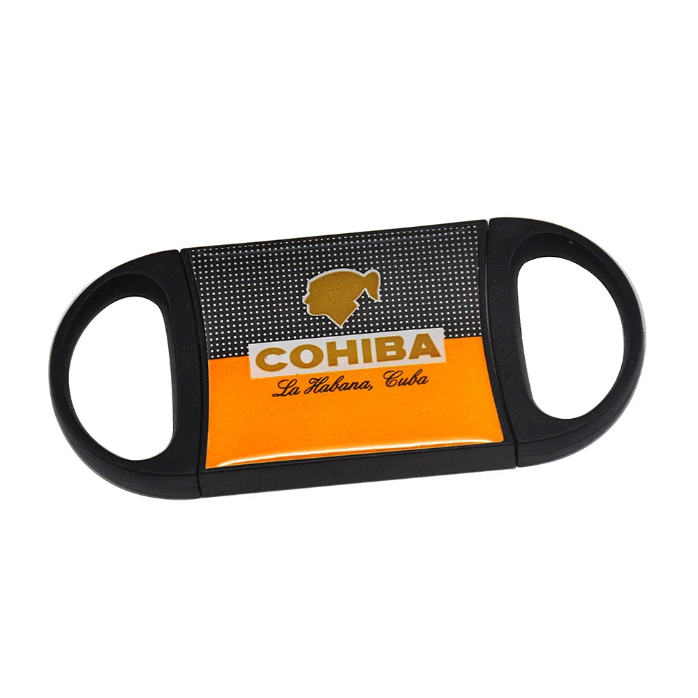 Фокус Cohiba пластиковая гильотина двойное лезвие, нож для сигар 55 кольцо из нержавеющей стали кубинские сигарные резаки Ножи Ножницы Кусачки - Цвет: Black