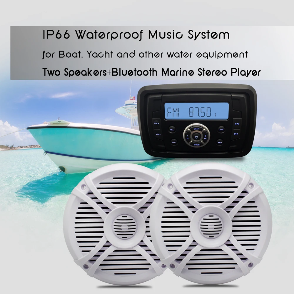 Водонепроницаемый Bluetooth морских Радио аудио стерео ресивер звук Системы FM AM MP3