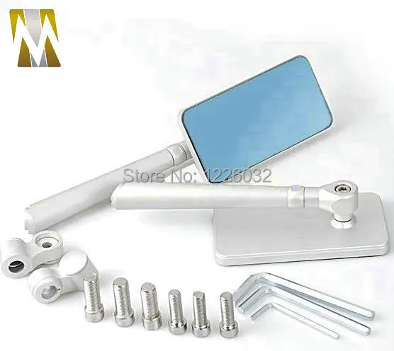 silvery color Motorcycle i phone 4 style Rear view Black CNC Side Mirrors Cruiser edge to