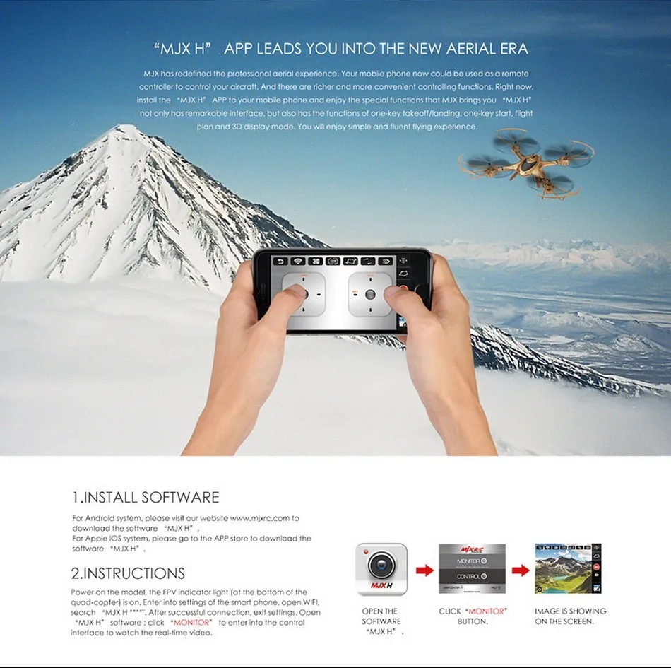 2016 New MJX X401H WIFI FPV 720P HD Camera drone RC Quadcopter APPTransmitter Dual Mode1 (5)