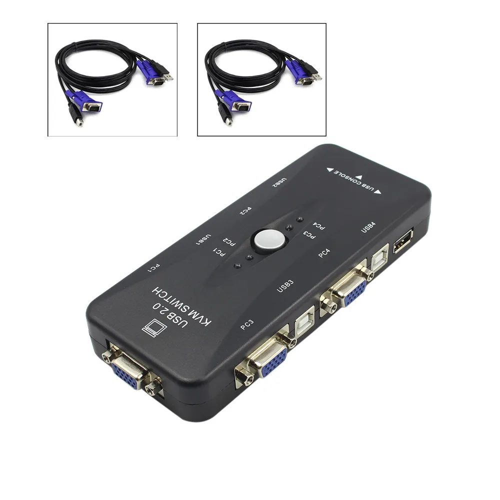 EPULA 4 порта Kvm переключатель USB 2 0 VGA сплиттер принтер Мышь Клавиатура Pendrive Share Switcher