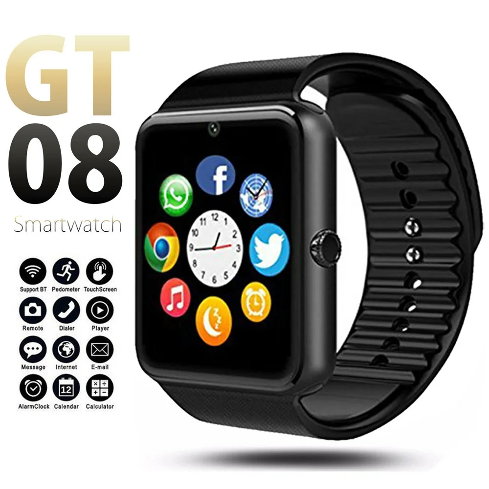

GT08 Smart Watch Men Bluetooth Smartwatch Support TF SIM Card Remote Camera Electronic Watch For Android IOS Phone PK A1 DZ09